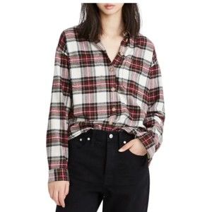 MADEWELL Tartan Plaid Brushed Multi Flannel Top Size Small